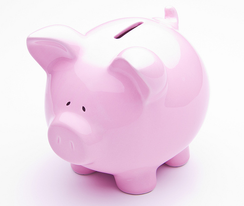 Pink ceramic piggy bank