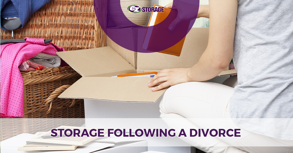 Woman putting books in a moving box in front of an open twine basket