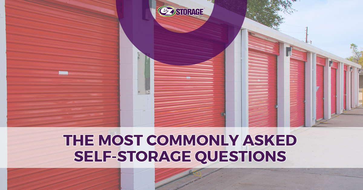 A wide-shot picture of a row of outdoor storage garages