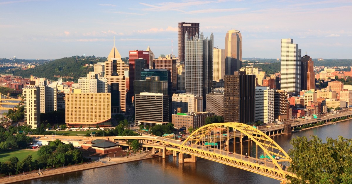 Pittsburgh skyline in summertime
