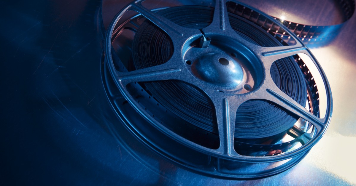 Close up of film reel with film coming loose